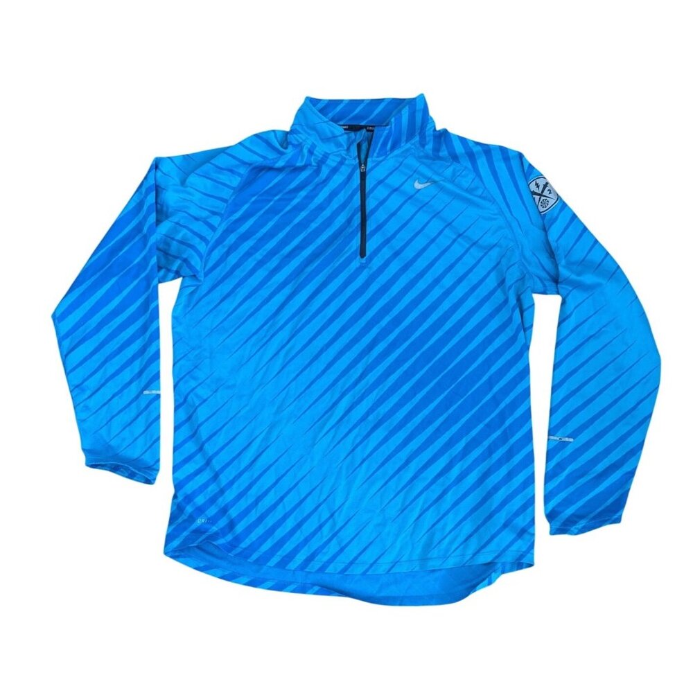 Nike Running Shirt Element Dri Fit Mens XL Blue Quarter Zip Long Sleeve Reflect